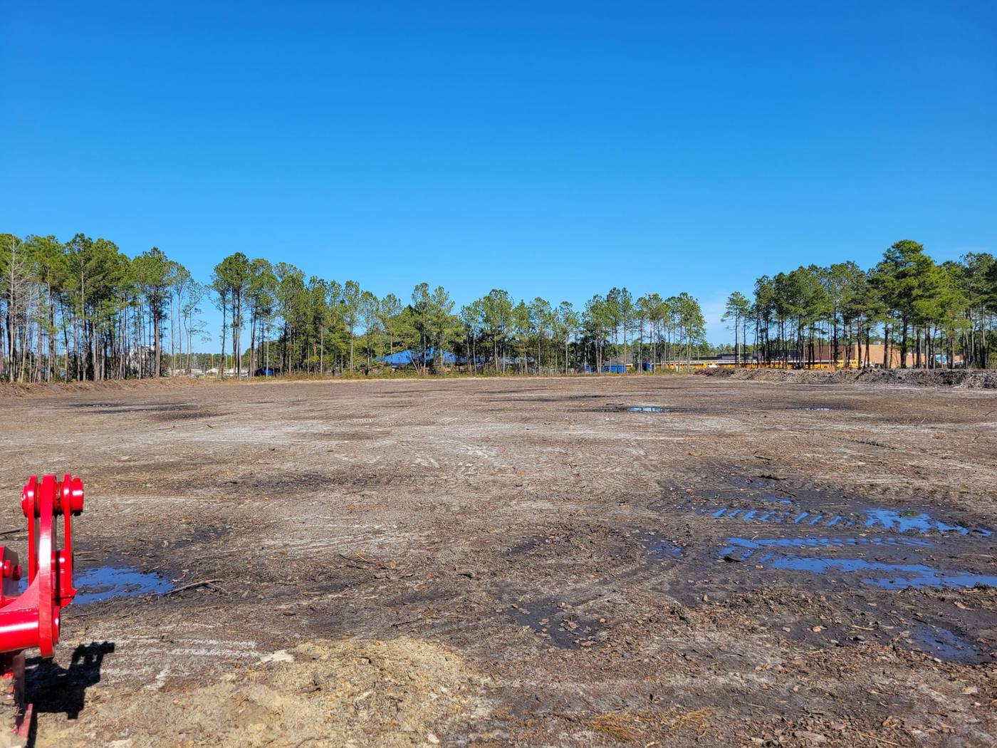 Wide cleared and leveled site